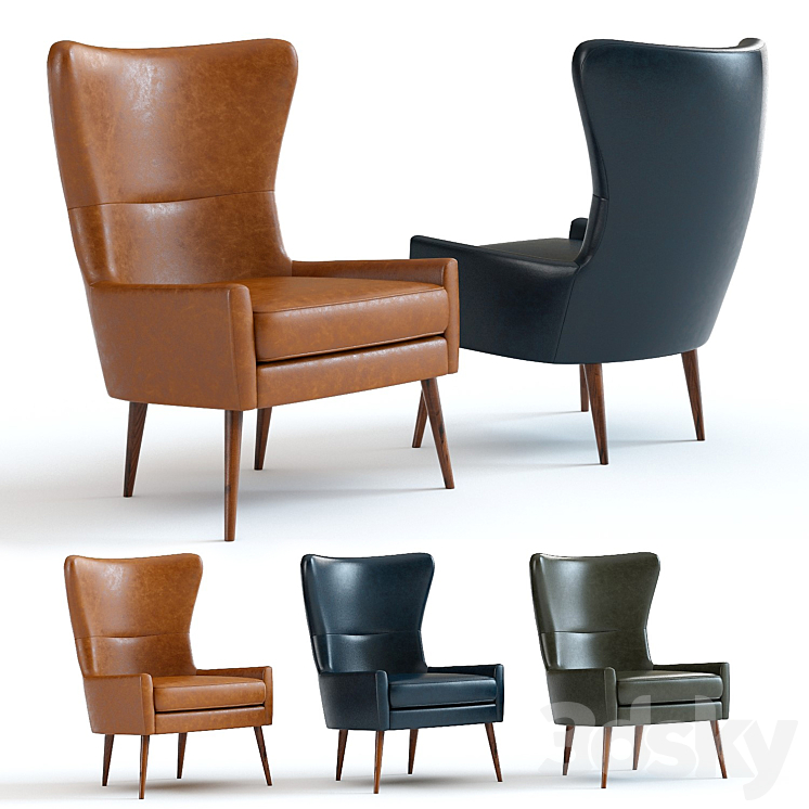 West Elm Erik Wing Chair 3DS Max - thumbnail 1