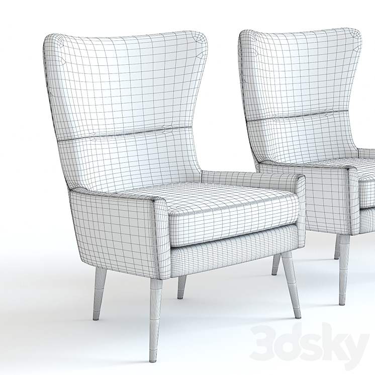 West Elm Erik Wing Chair 3DS Max - thumbnail 2