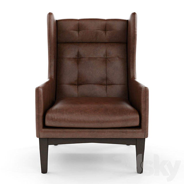 West Elm James Harrison Wing Chair – Leather 3DS Max Model - thumbnail 2