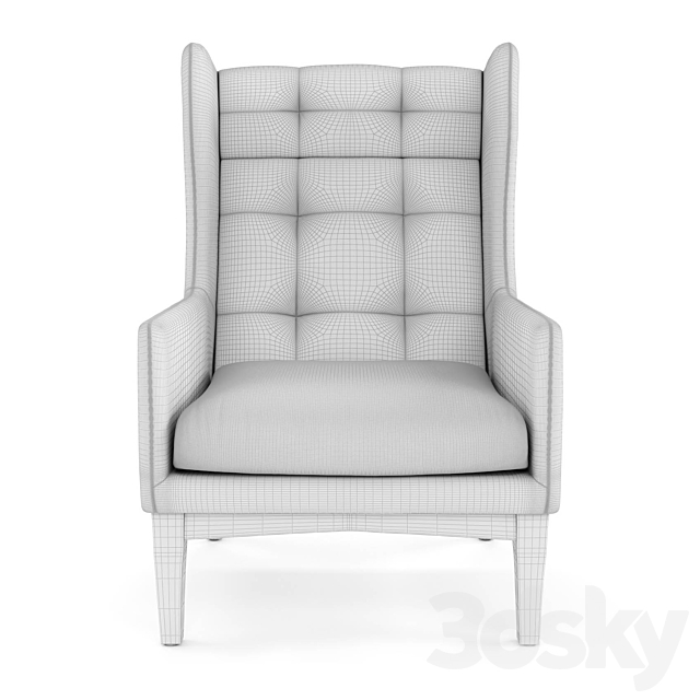 West Elm James Harrison Wing Chair – Leather 3DS Max Model - thumbnail 3