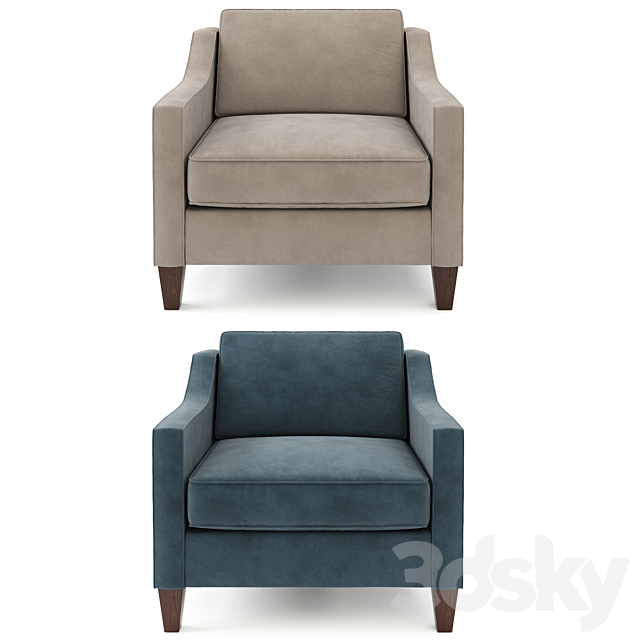 West Elm Paidge Chair 3DS Max Model - thumbnail 2