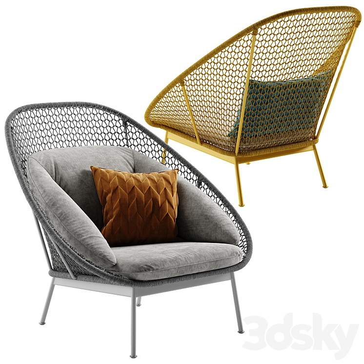 West elm paradise armchair 3DS Max - thumbnail 2