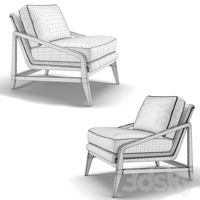 West Elm Peyton Armchair 3DS Max Model - thumbnail 3