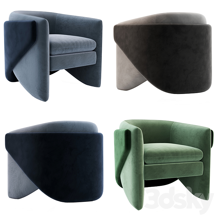 West Elm Thea Chair 3DS Max Model - thumbnail 2