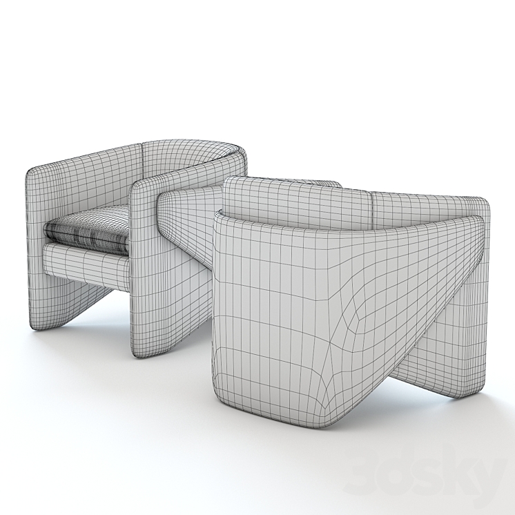 West Elm Thea Chair 3DS Max - thumbnail 2