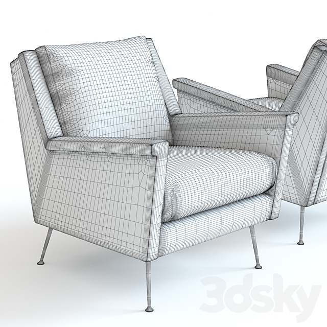 Western Elm Carlo Mid-Century Chair 3DSMax File - thumbnail 2