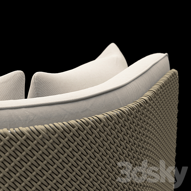 Wicker armchair Esedra Ethimo 3DS Max Model - thumbnail 2