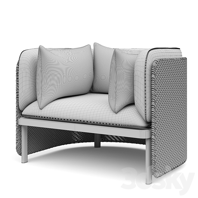 Wicker armchair Esedra Ethimo 3DS Max Model - thumbnail 3