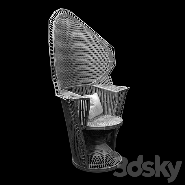 Wicker Rattan Fan Back Peacock Chair – Vintage 3DSMax File - thumbnail 3