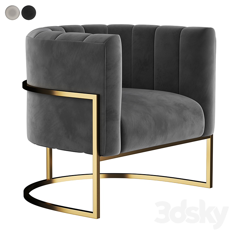 Wide Velvet Armchair 3DS Max - thumbnail 1