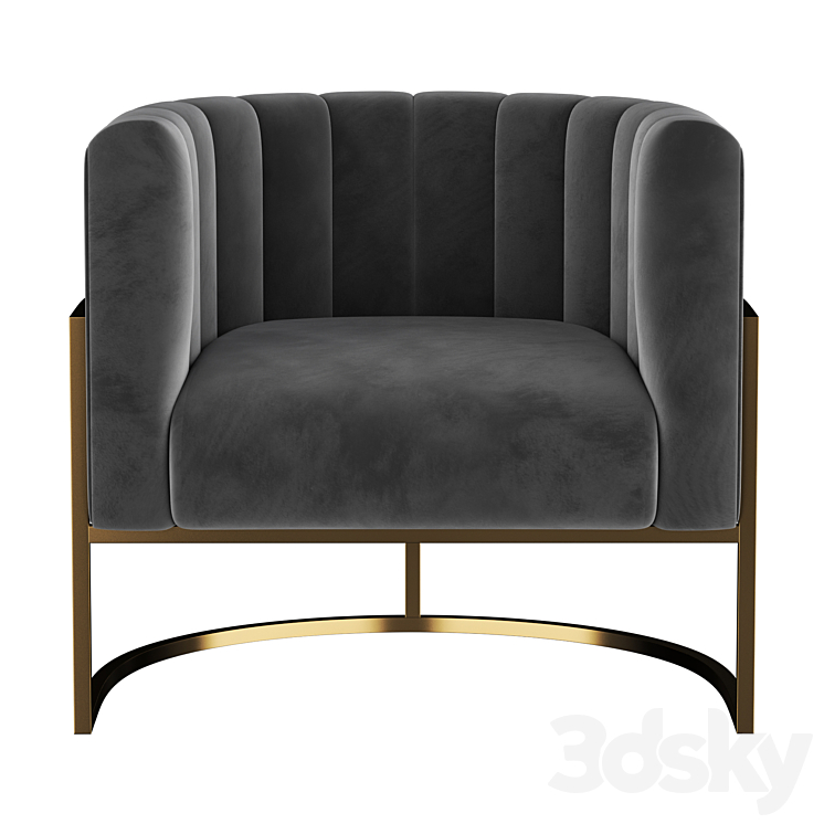 Wide Velvet Armchair 3DS Max - thumbnail 2