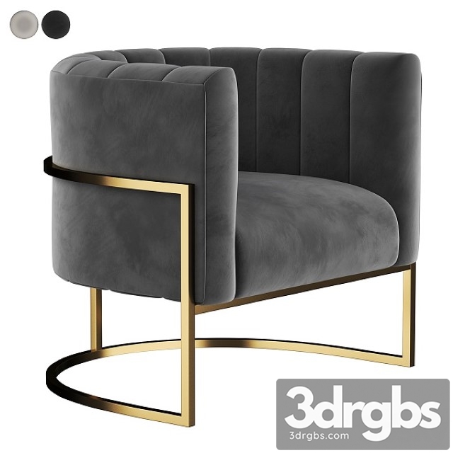 Wide Velvet Armchair 3dsmax Download - thumbnail 1