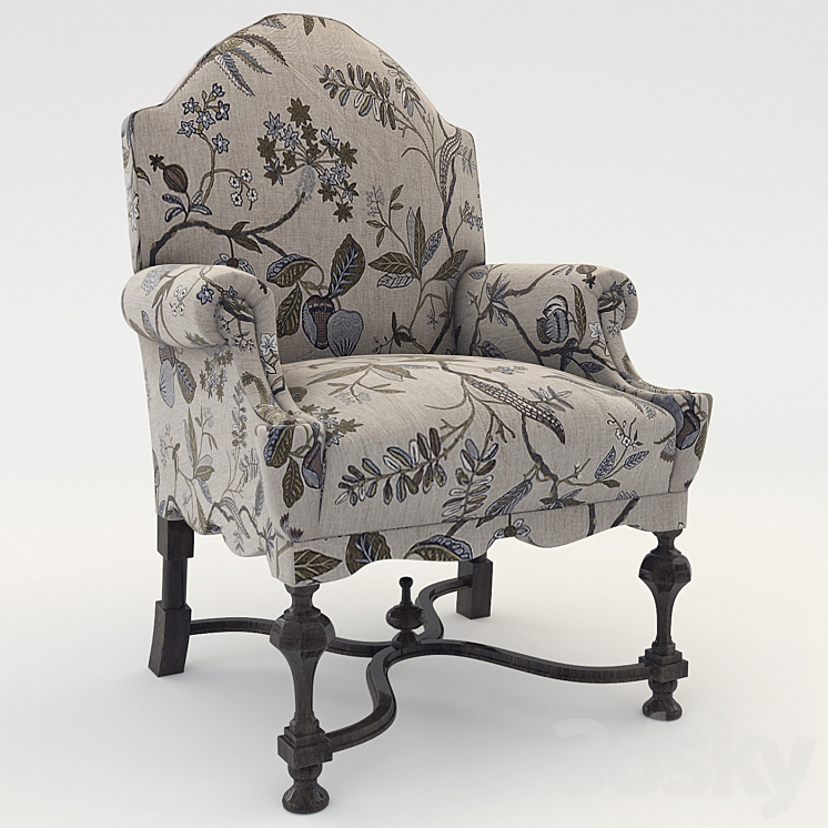 William – Mary Armchair 3DS Max Model - thumbnail 1