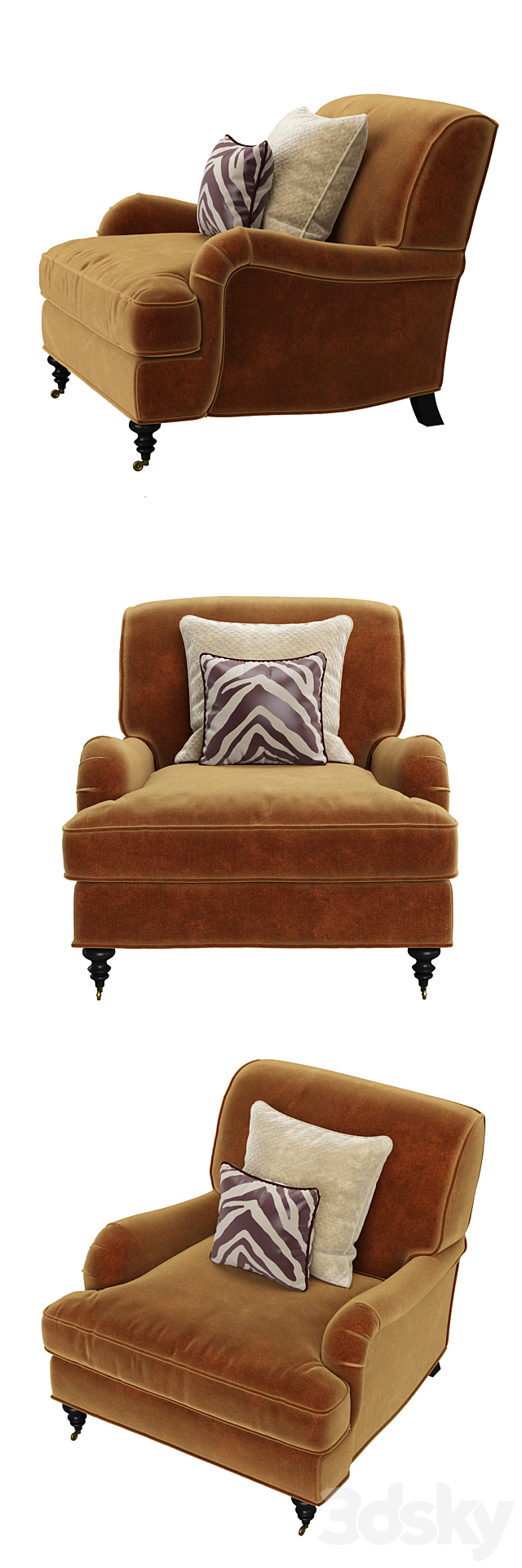 Williams Sonoma Bedford Chair 3DS Max Model - thumbnail 2