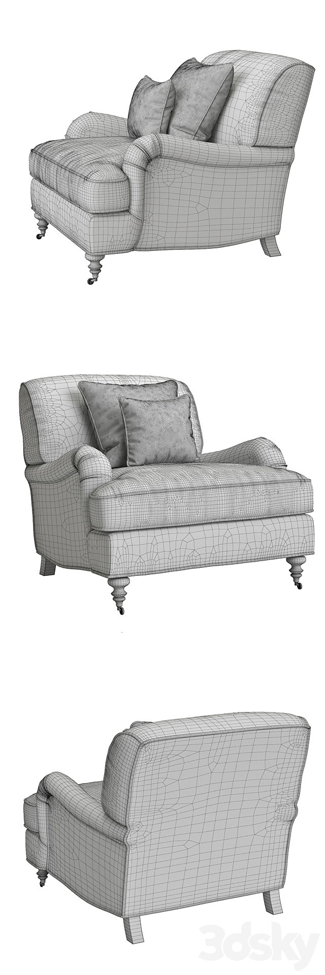 Williams Sonoma Bedford Chair 3DS Max Model - thumbnail 3