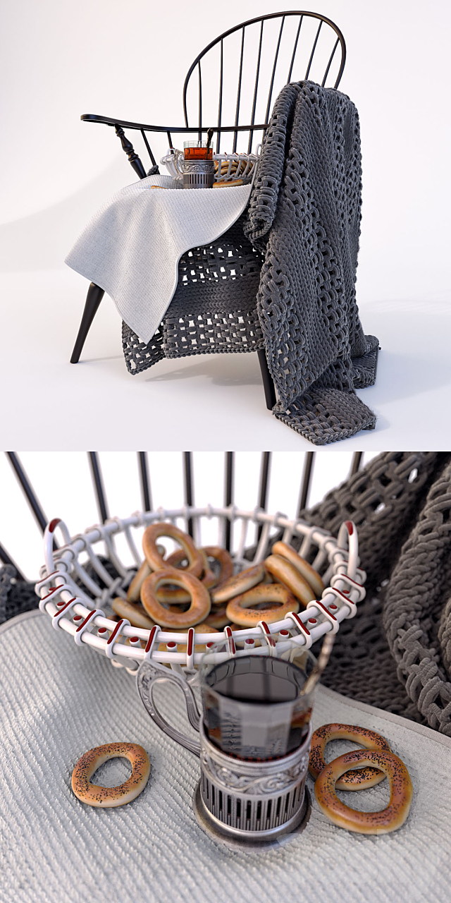 Windson chair with plaid 3DSMax File - thumbnail 2