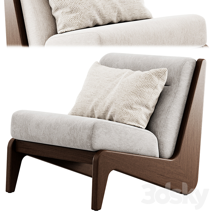 Wooden armchair Fletcher by Soho Home 3DS Max Model - thumbnail 2