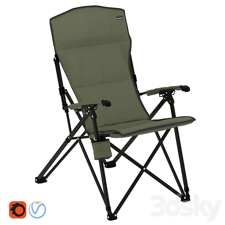 Woods Siesta Folding Reclining Padded Camping Chair 3DS Max Model - thumbnail 1