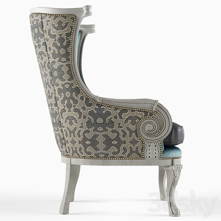 Yasmine Leather Wing Chair 3DS Max - thumbnail 2