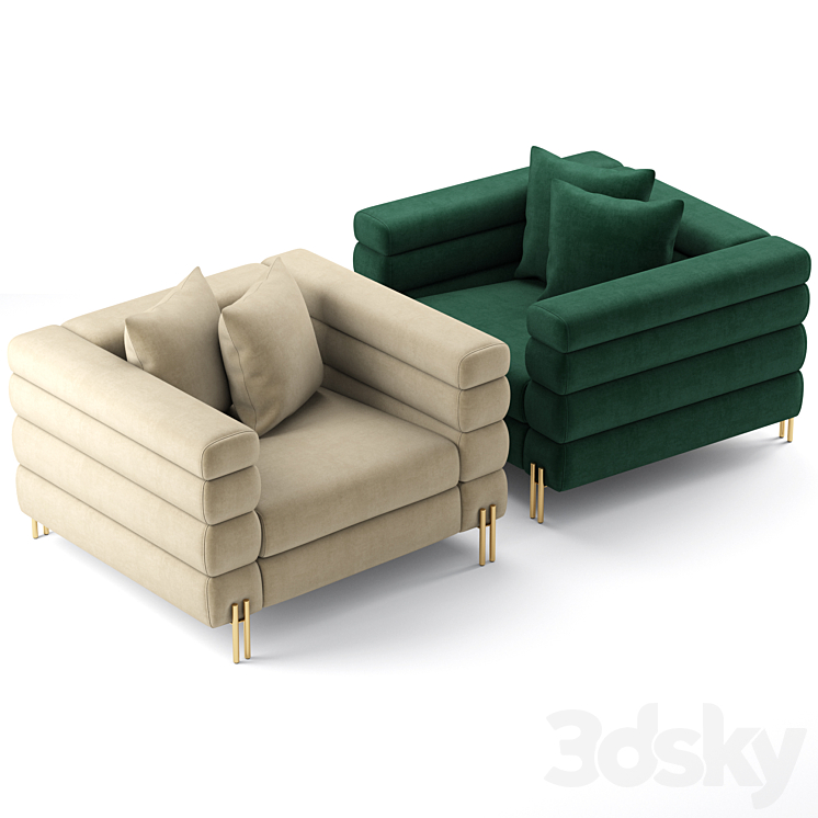 York Chair Eichholtz 3DS Max Model - thumbnail 2