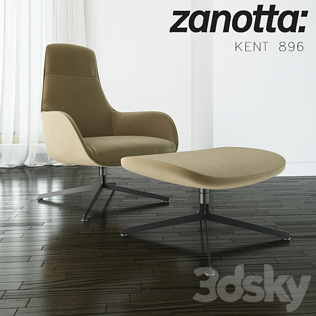 Zanotta – Kent 895 with ottoman 3DSMax File - thumbnail 1