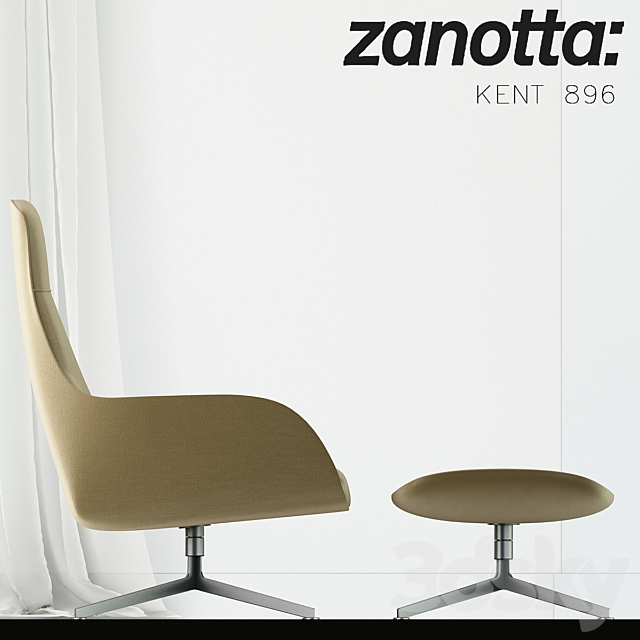 Zanotta – Kent 895 with ottoman 3DSMax File - thumbnail 2