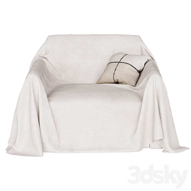 Zara Home Armchair cover 3DS Max Model - thumbnail 2