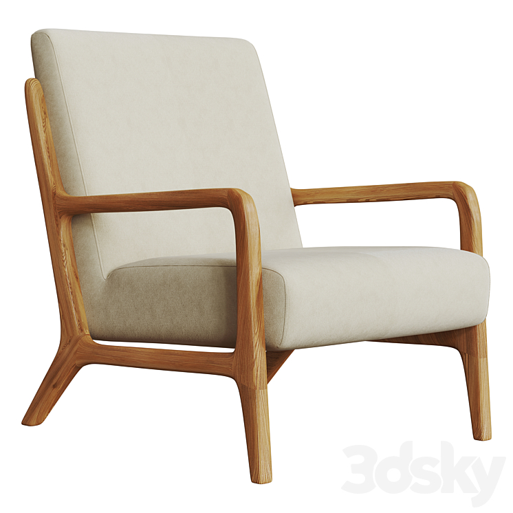 Zara Home Ash Wood and Linen Armchair 3DS Max Model - thumbnail 1