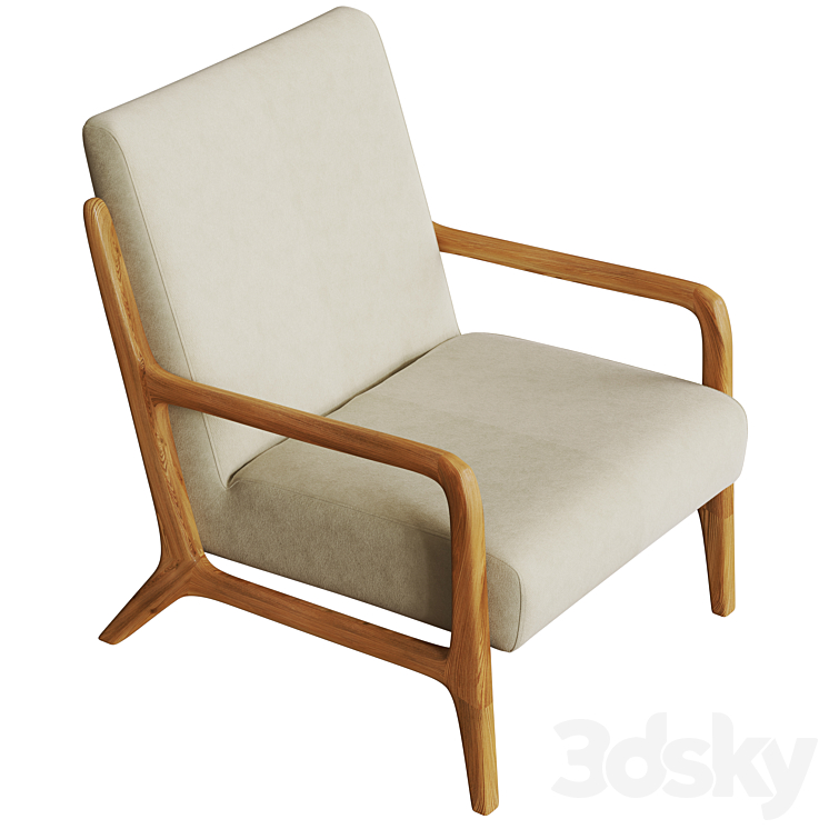 Zara Home Ash Wood and Linen Armchair 3DS Max Model - thumbnail 2