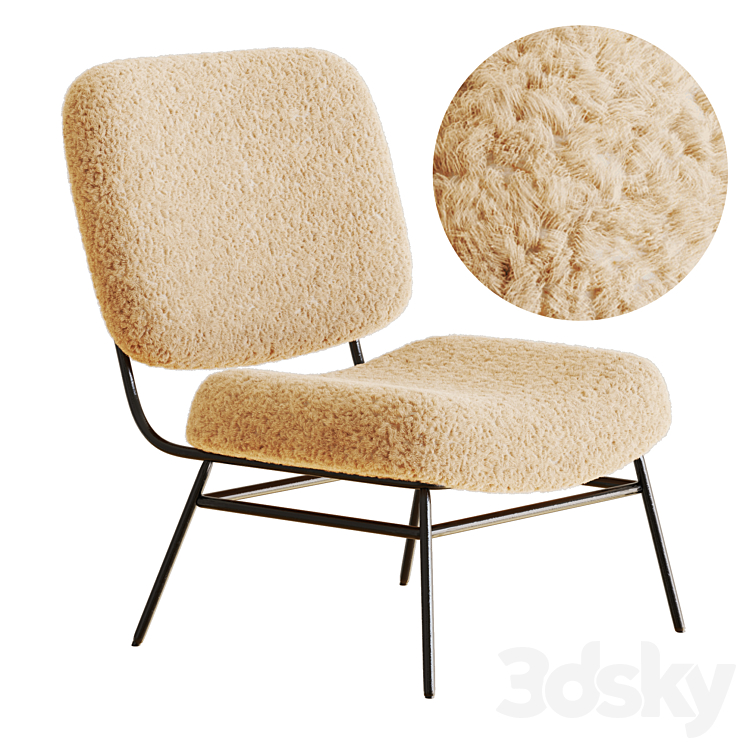 ZARA HOME FAUX SHEARLING CHAIR 3DS Max Model - thumbnail 1