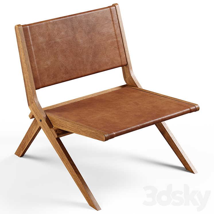 Zara Home – The leather folding chair 3DS Max - thumbnail 1