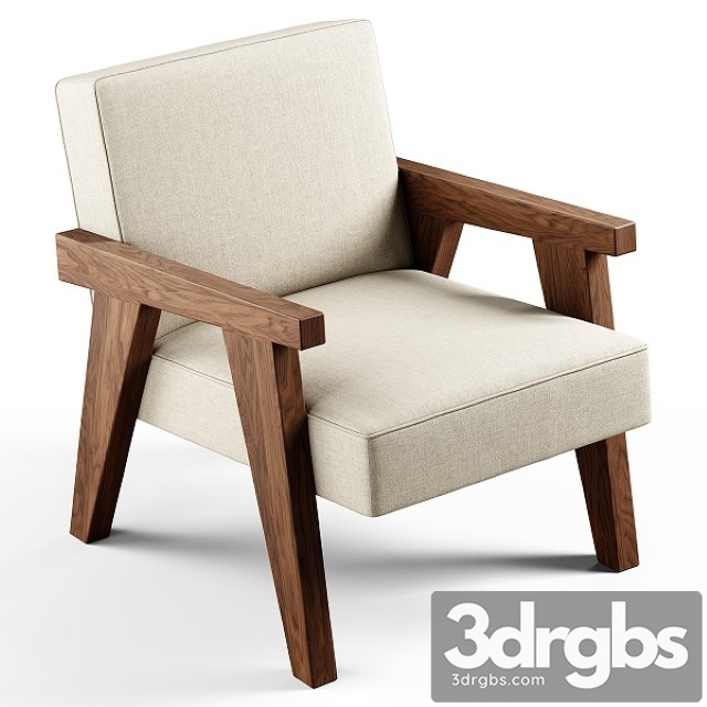 Zara Home The Walnut Armchair 3dsmax Download - thumbnail 1