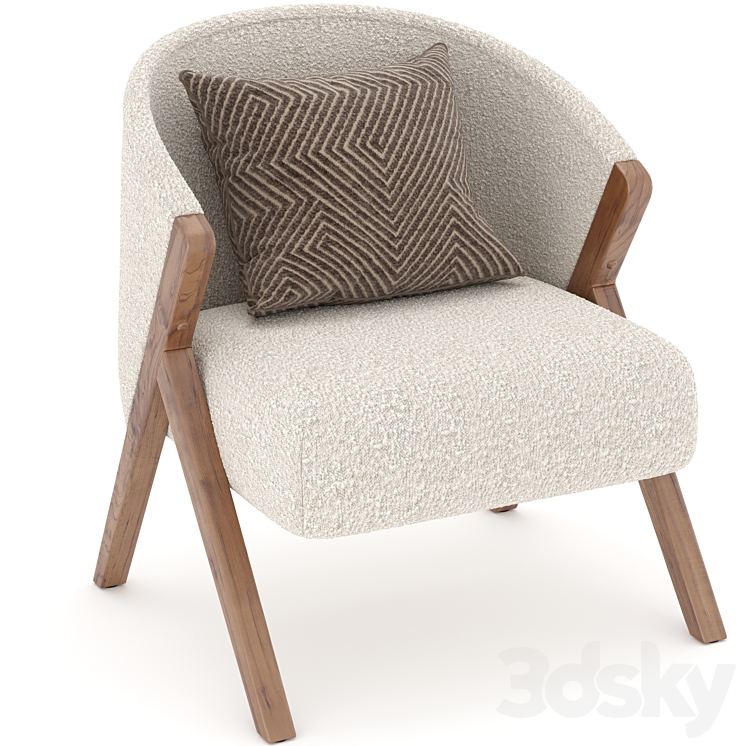 ZARA HOME UPHOLSTERED BOUCLÉ ARMCHAIR 3DS Max Model - thumbnail 2