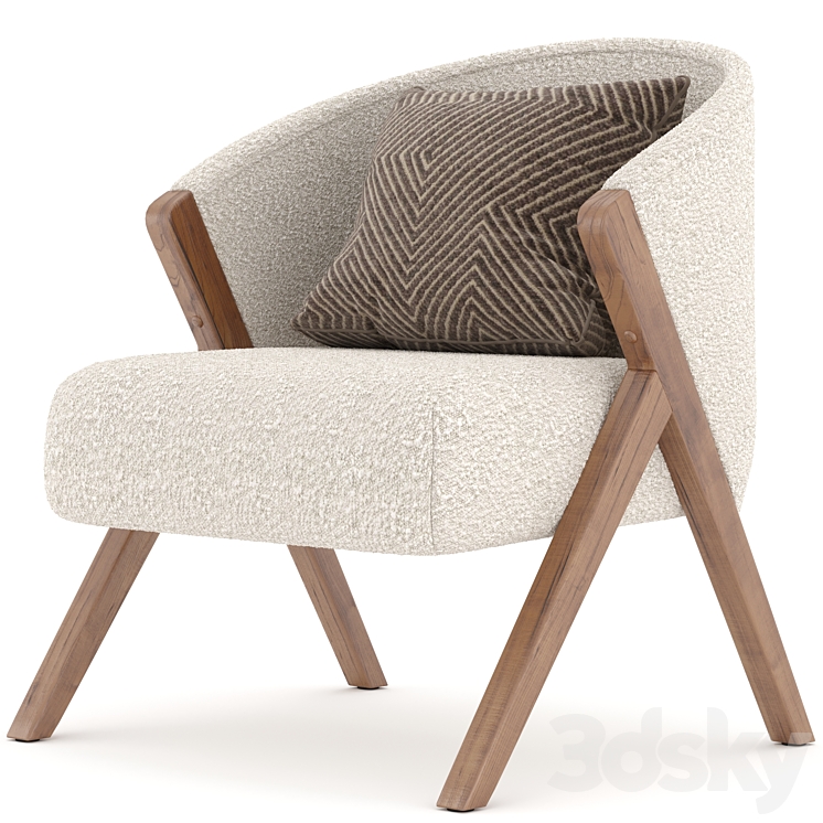 ZARA HOME UPHOLSTERED BOUCLÉ ARMCHAIR 3DS Max Model - thumbnail 3