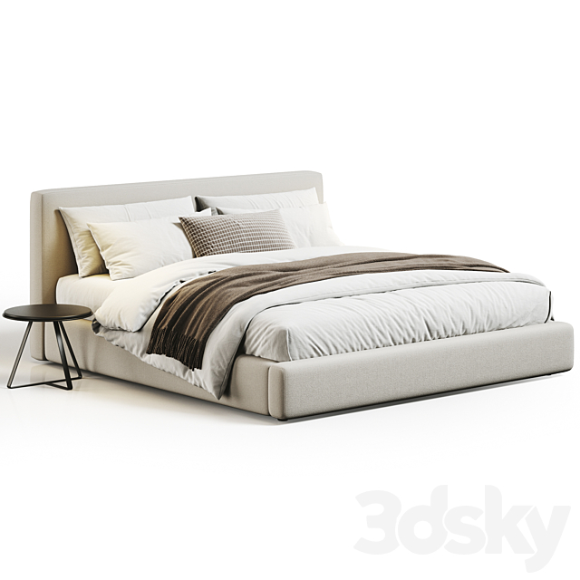 Abbyson Luxe Upholstered Bed 3ds Max - thumbnail 2