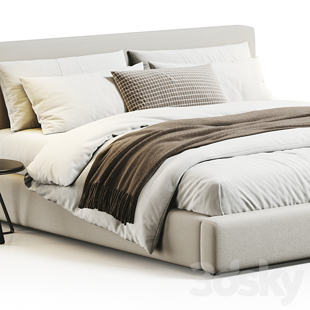 Abbyson Luxe Upholstered Bed 3ds Max - thumbnail 3