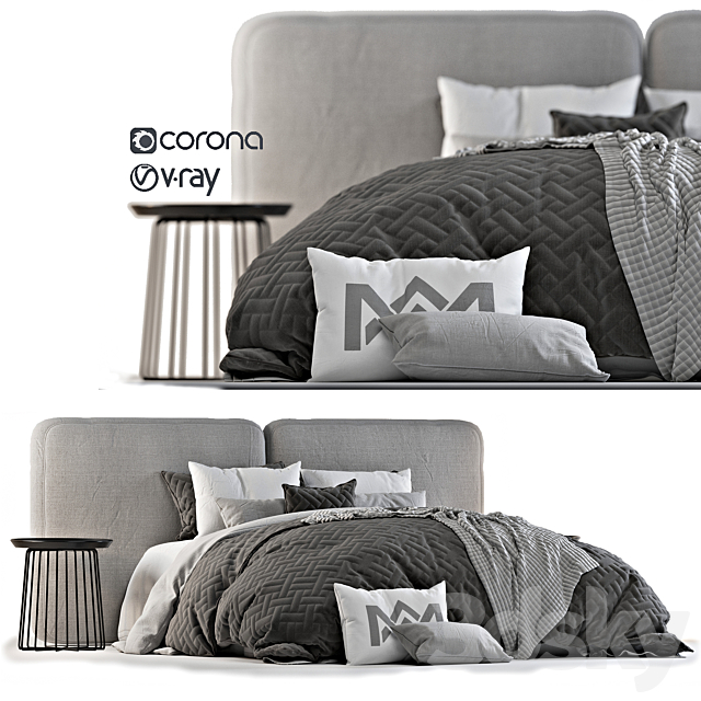 Adairs Bed 2 3DS Max Model - thumbnail 2