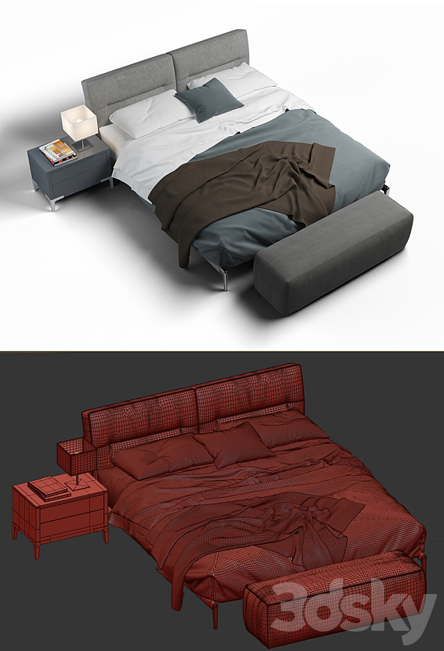 Adda Bed Flexform 3DS Max Model - thumbnail 2