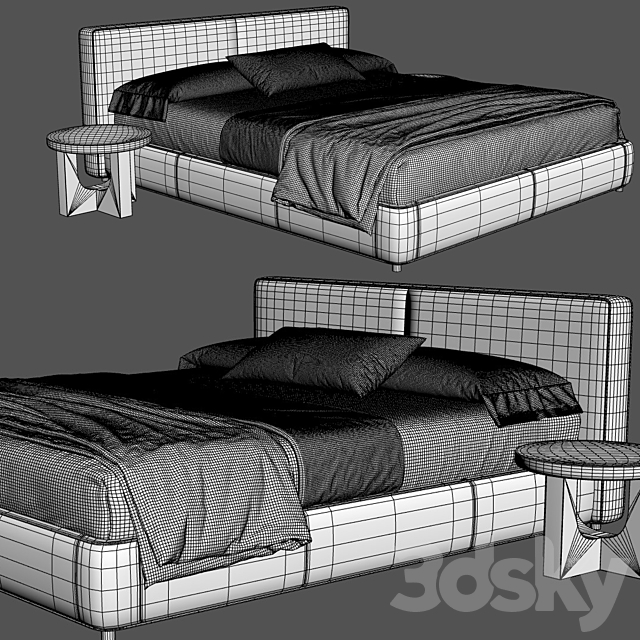 Aidan Bed Sheepskin Camel 3DS Max Model - thumbnail 5