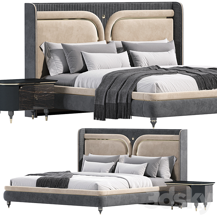 Akron Luxury Bed 3DS Max Model - thumbnail 1