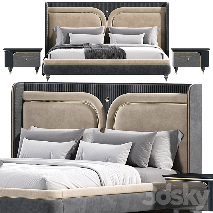 Akron Luxury Bed 3DS Max Model - thumbnail 2