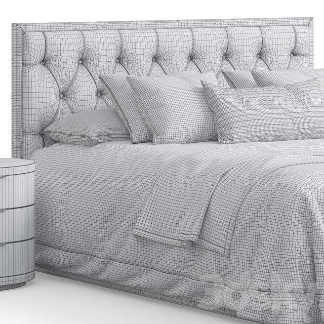 Alix Tufted Headboard Bed 3DS Max Model - thumbnail 4