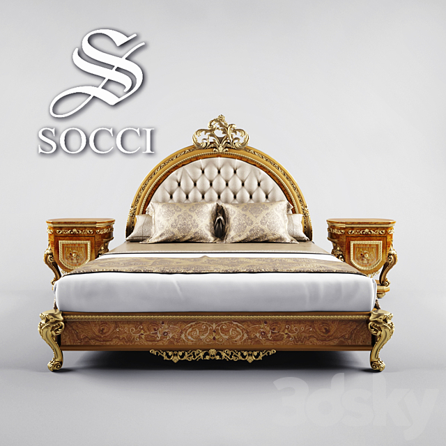 Allure SOCCI Bed 3DS Max Model - thumbnail 1