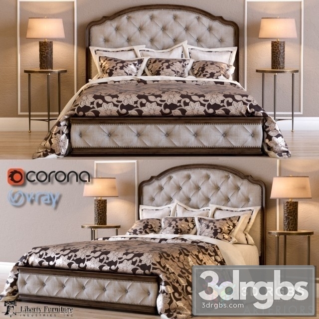 Amelia Queen Upholstered Bed 3dsmax Download - thumbnail 1