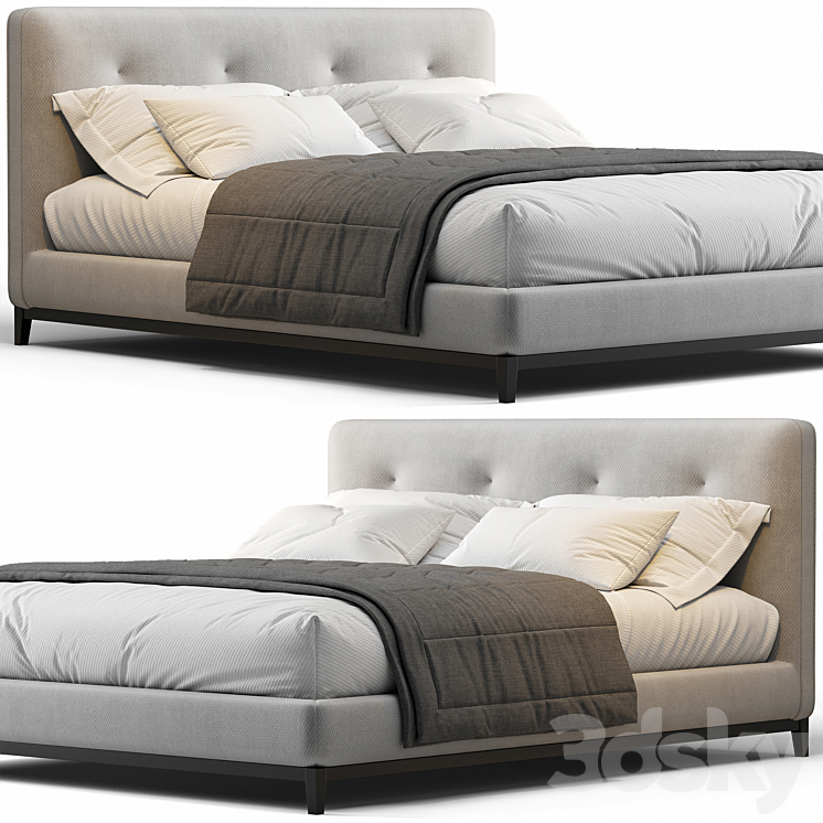 Andersen Leather Bed Quilt By Minotti 3DS Max Model - thumbnail 2