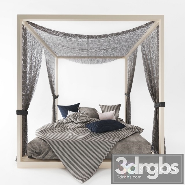 Antique Canopy Bed 3dsmax Download - thumbnail 1