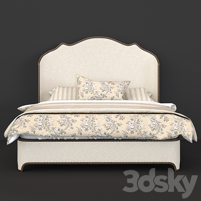 Archivist King Upholstered Platform Shelter Bed 3DSMax File - thumbnail 2