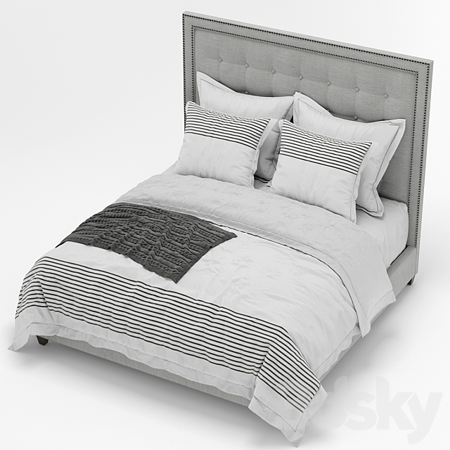 Arhaus felix tufted bed 3DS Max Model - thumbnail 2