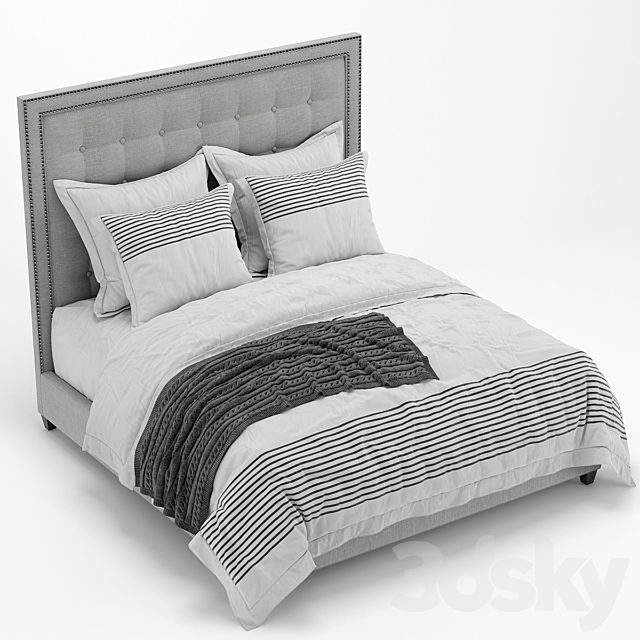 Arhaus felix tufted bed 3DS Max Model - thumbnail 3