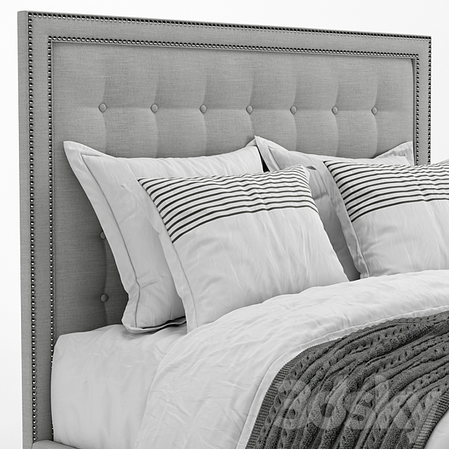 Arhaus felix tufted bed 3DS Max Model - thumbnail 4